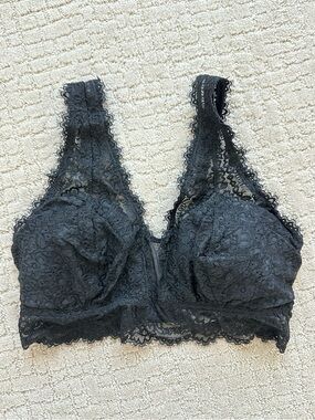 Aerie Eyelash Lace Padded Plunge Bralette | Medium DD